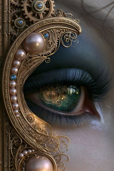 Steampunk Eye Portrait Print. poster