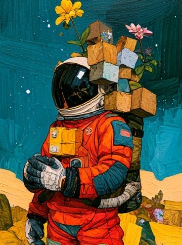 Astronaut Floral Digital-Art Poster. poster detail