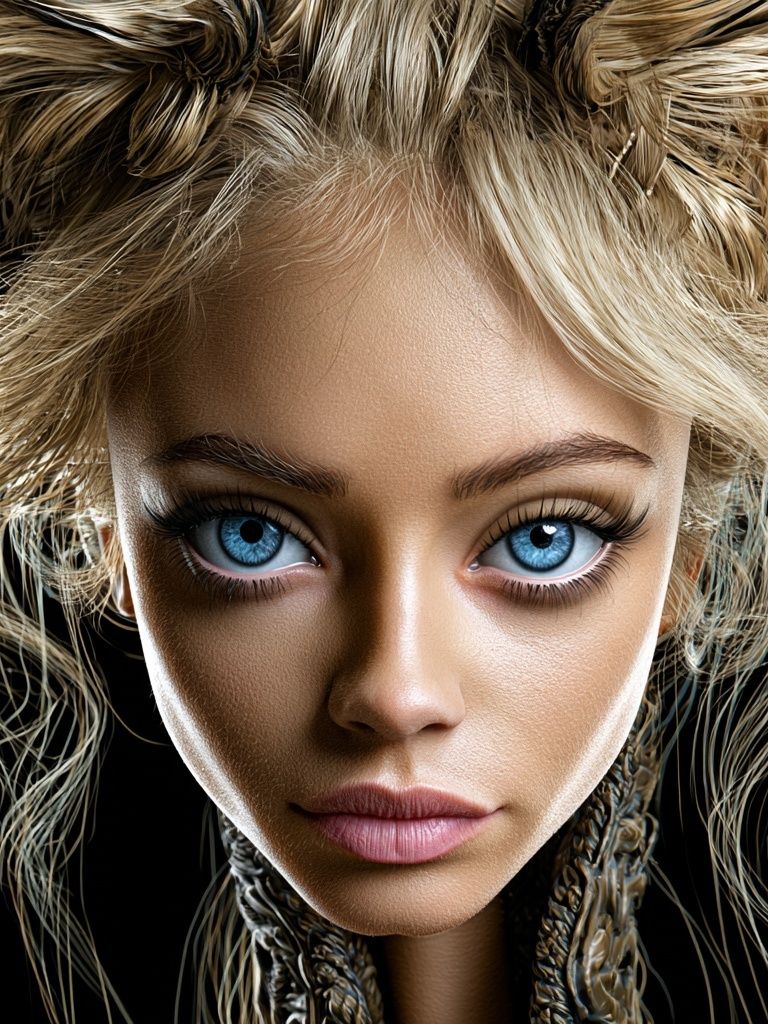 Surreal Blue-Eyed Portrait Print. poster — illustration art