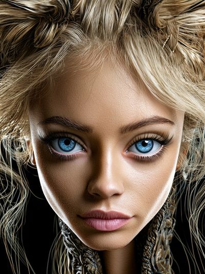 Surreal Blue-Eyed Portrait Print. poster