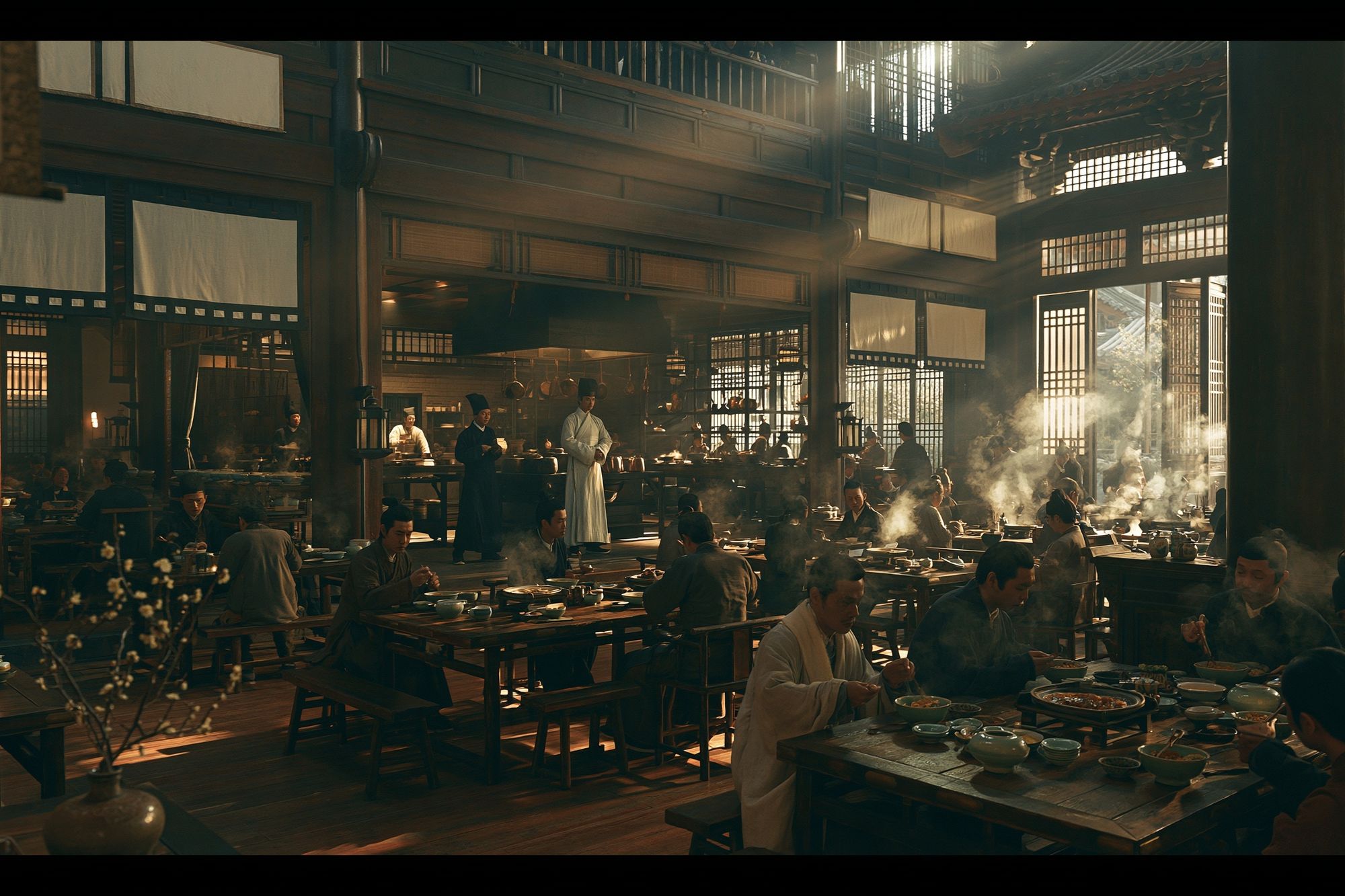 Ancient Tea House Interior Print. poster — illustration art