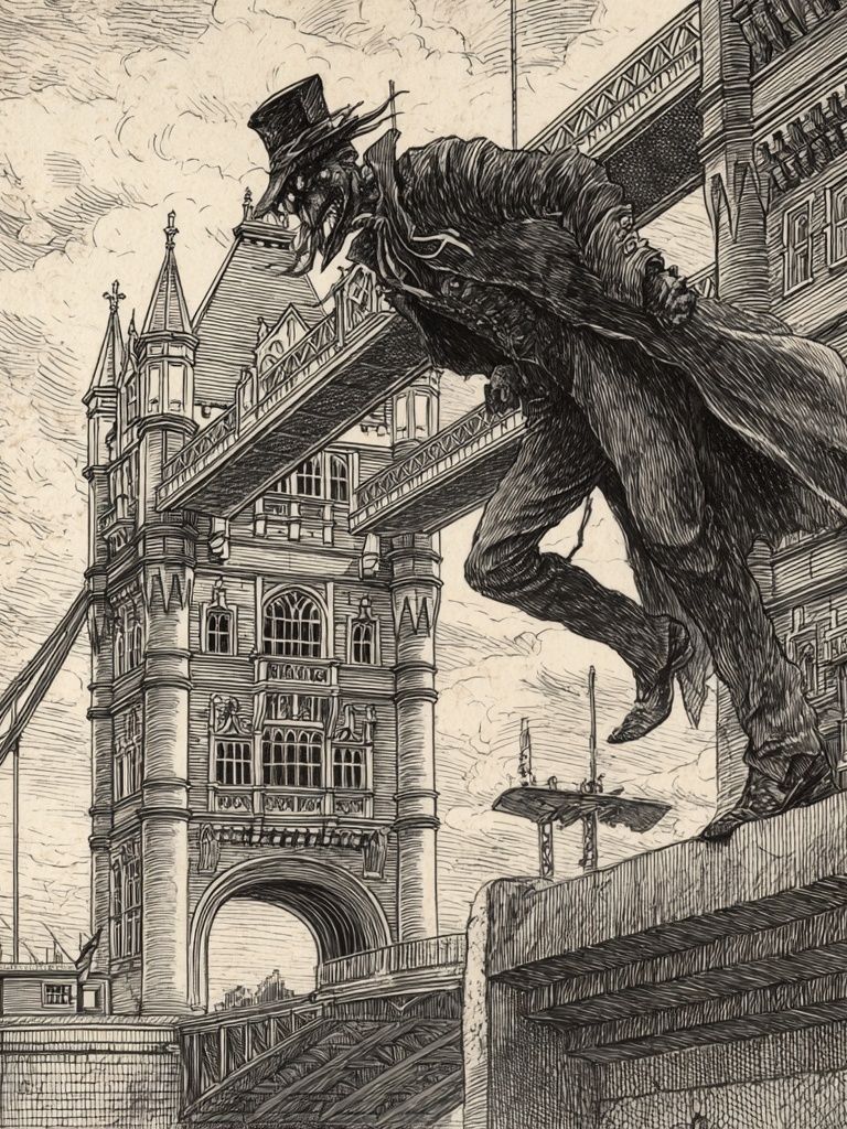 Tower Bridge Gargoyle Illustration Poster. poster detail