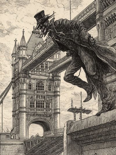 Tower Bridge Gargoyle Illustration Poster. poster