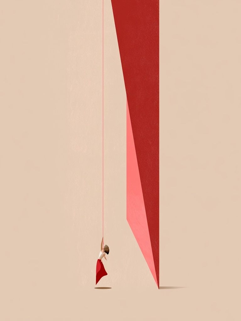 Minimalist Red Swing Illustration Poster. poster detail