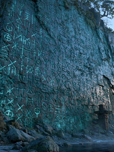 Mystic Cliff Runes Illustration Print.