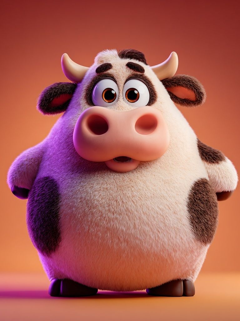 Cute Cartoon Cow Illustration Poster. poster — illustration art