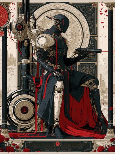 Cyberpunk Throne Mecha Poster.