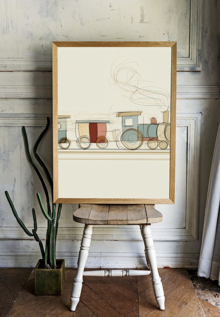 Abstract Steam Train Illustration Poster. room preview