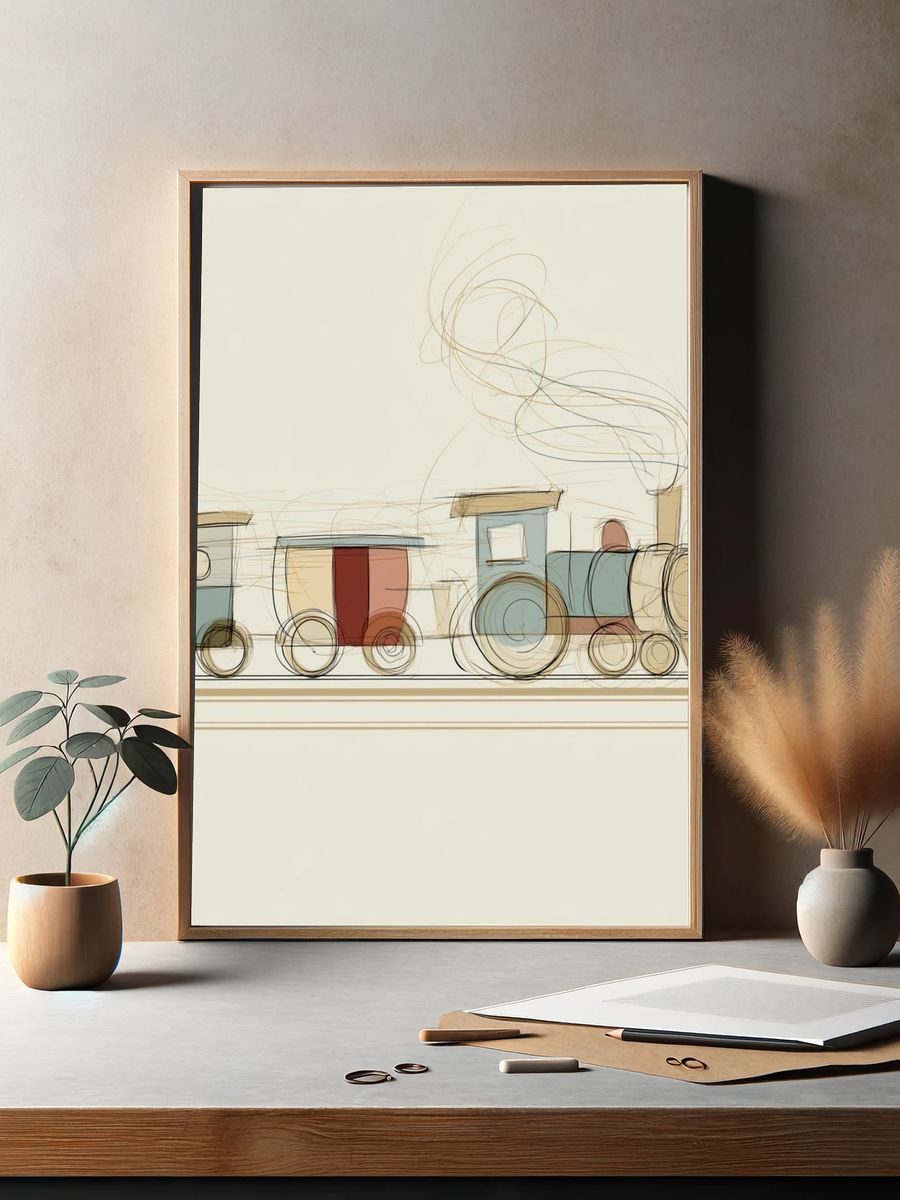 Abstract Steam Train Illustration Poster. — room view 2
