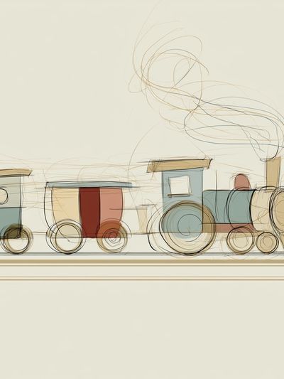 Abstract Steam Train Illustration Poster.