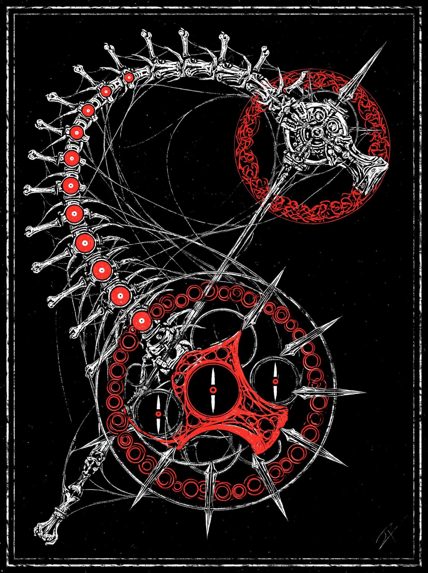 Gothic Skeleton Wheel Illustration Poster. poster detail