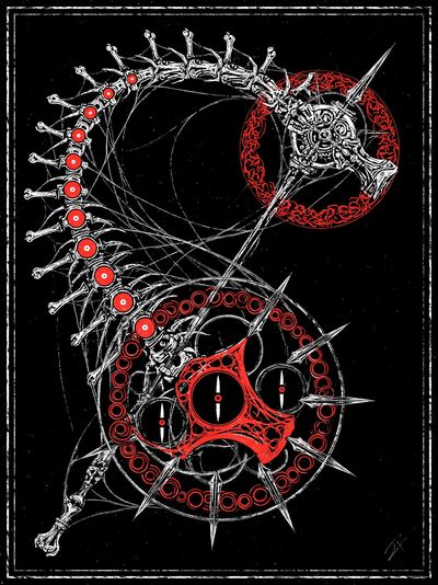 Gothic Skeleton Wheel Illustration Poster. poster