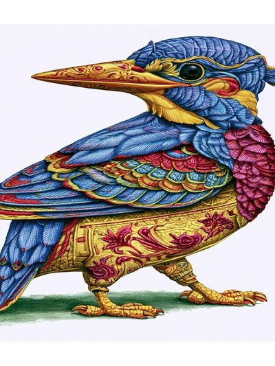 Decorative Kingfisher Illustration Poster. poster