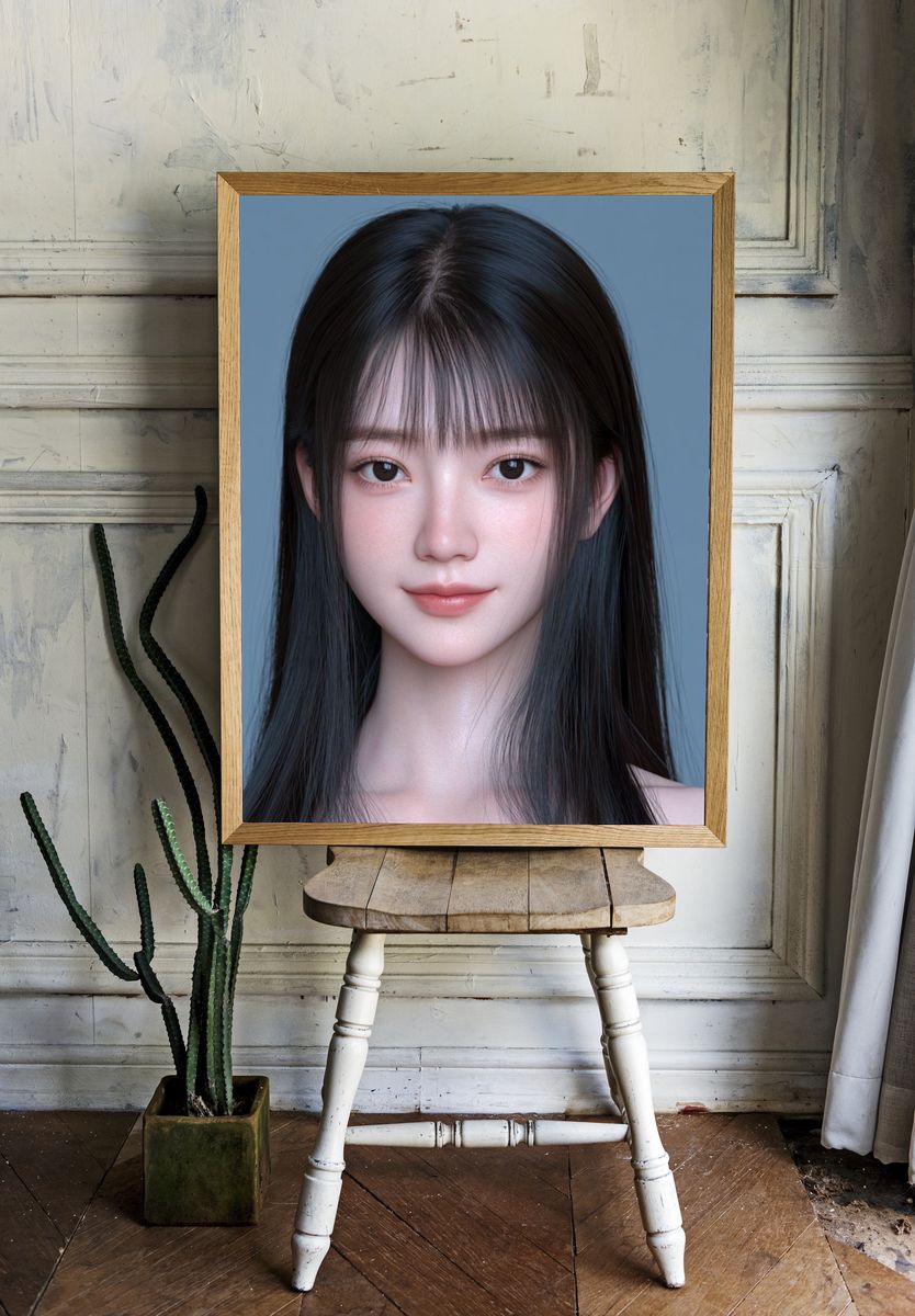 Serene Portrait Digital Art Poster. room preview