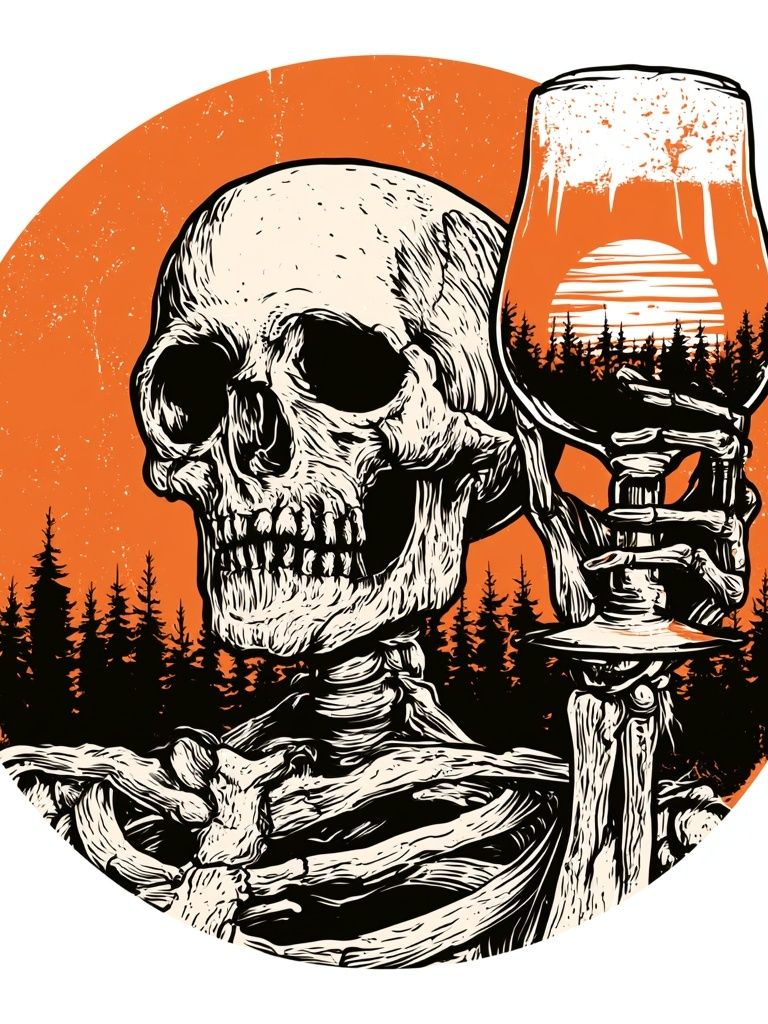 Skull and Beer Glass Illustration Poster. poster — illustration art