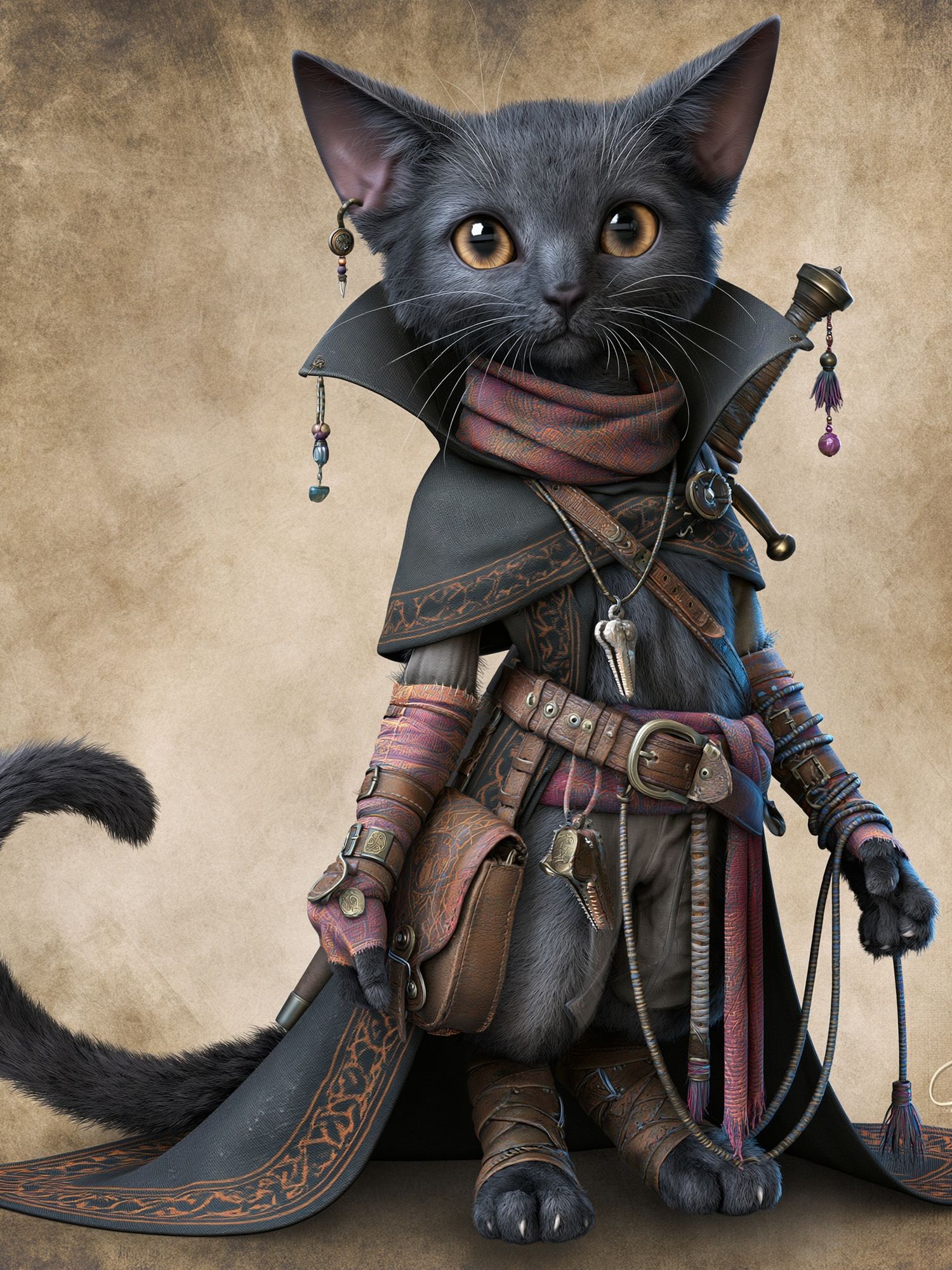 Fantasy Cat Warrior Illustration Poster. poster — illustration art