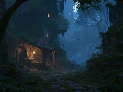 Enchanted Forest Village Print. poster print