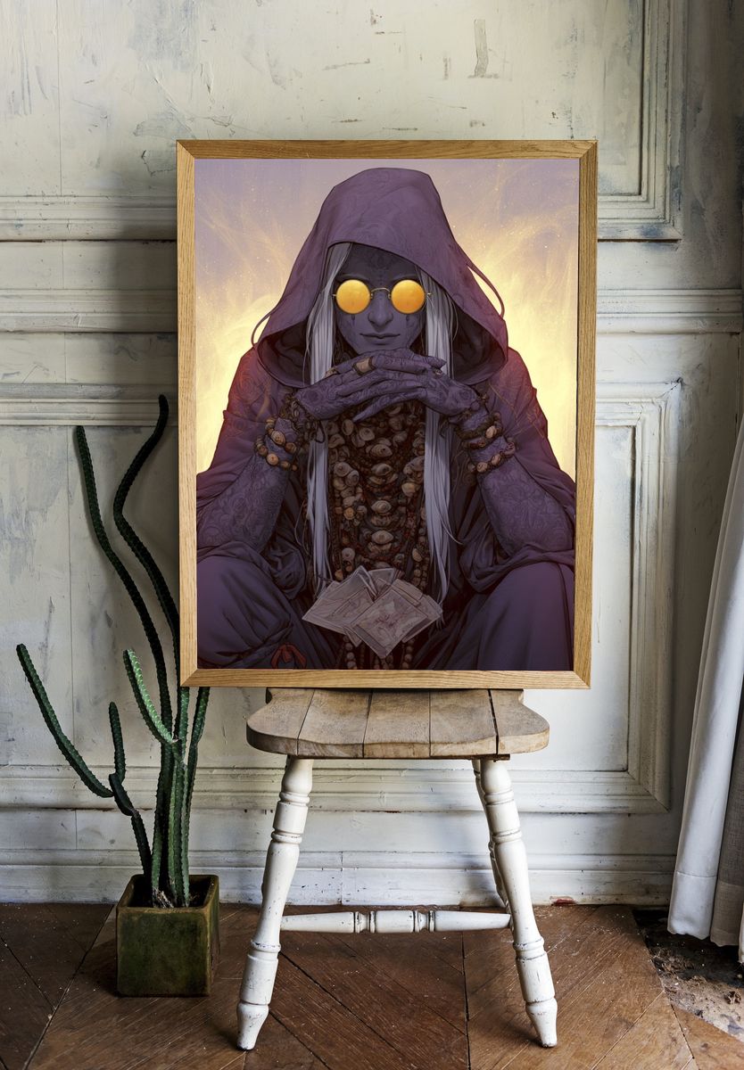Mystic Hooded Seer Digital Art Poster. room preview
