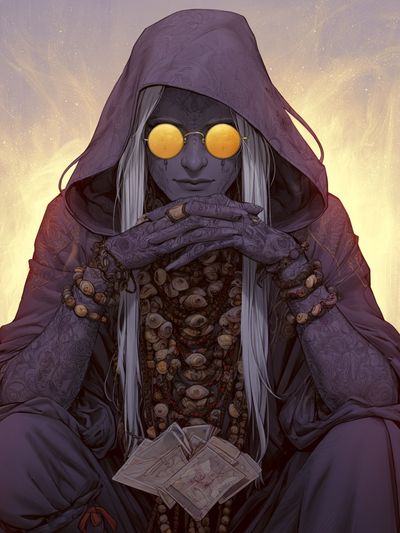 Mystic Hooded Seer Digital Art Poster.