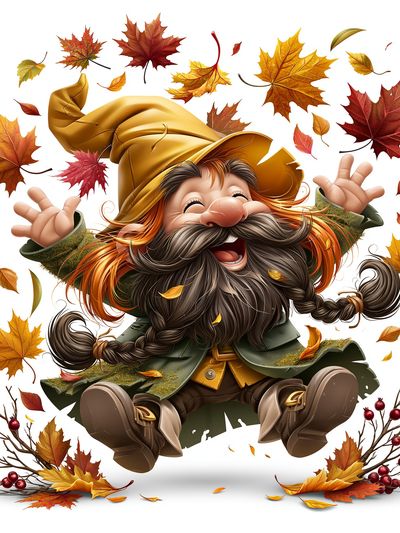 Autumn Gnome Illustration Poster.