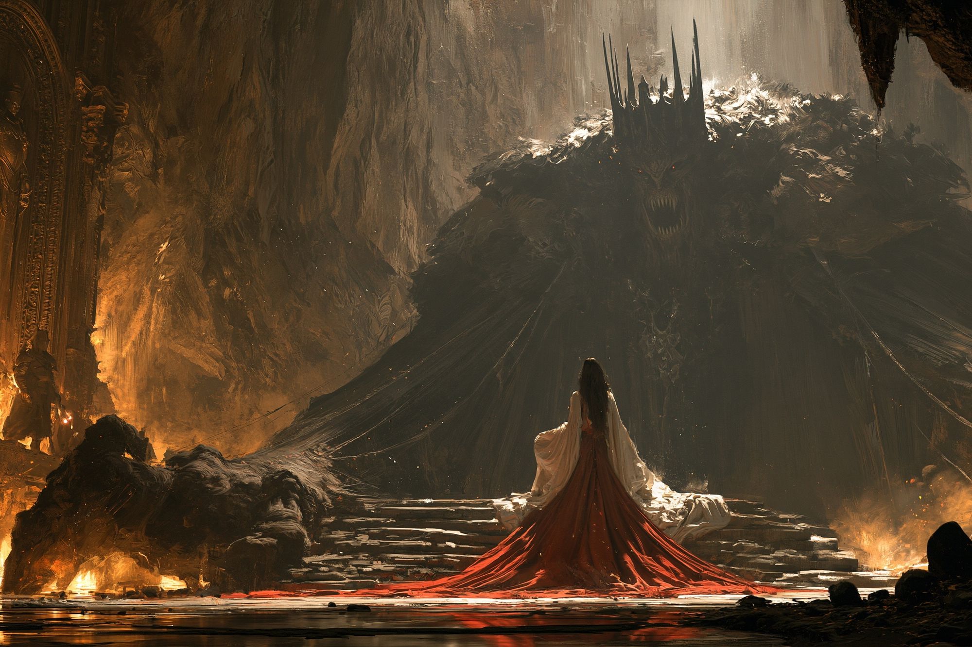 Dark Fantasy Throne Scene Print. poster — illustration art