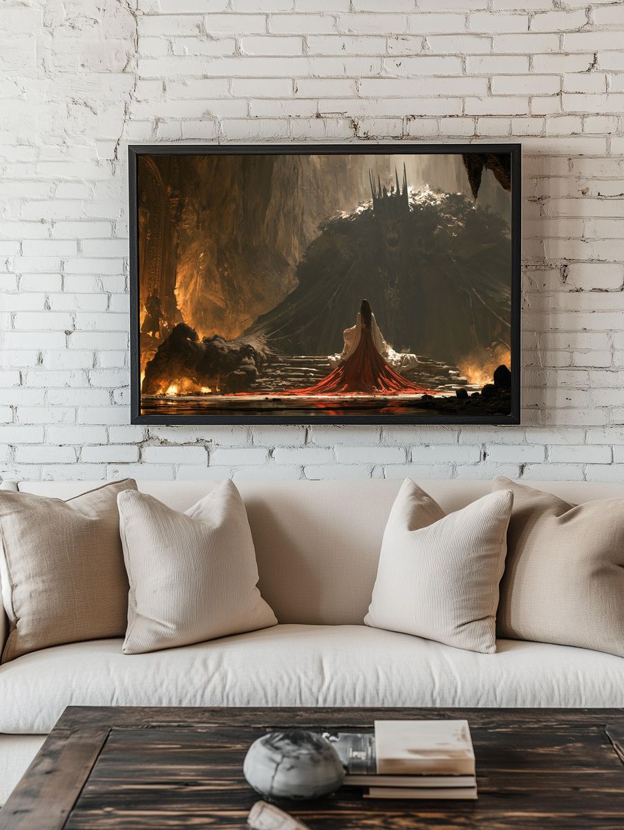 Dark Fantasy Throne Scene Print. — room view 1
