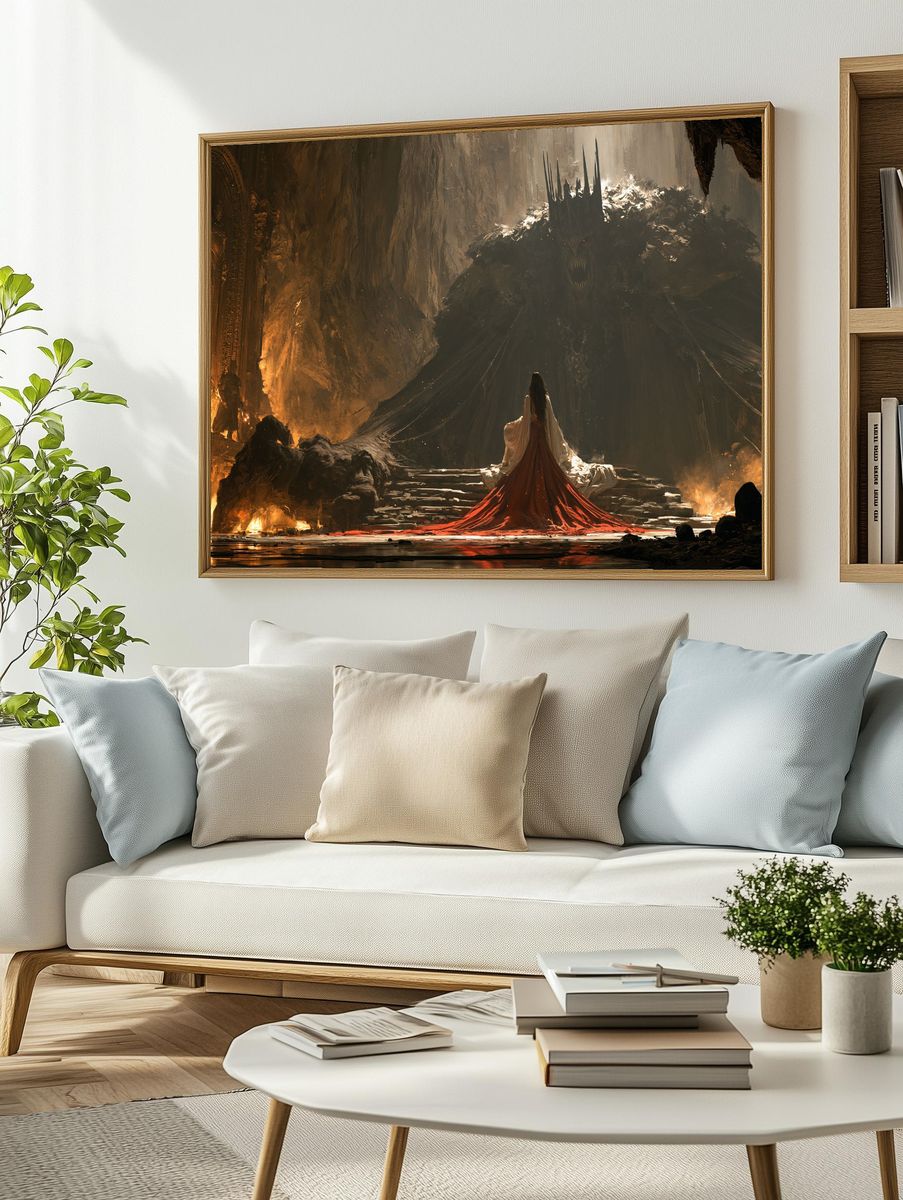 Dark Fantasy Throne Scene Print. — room view 2