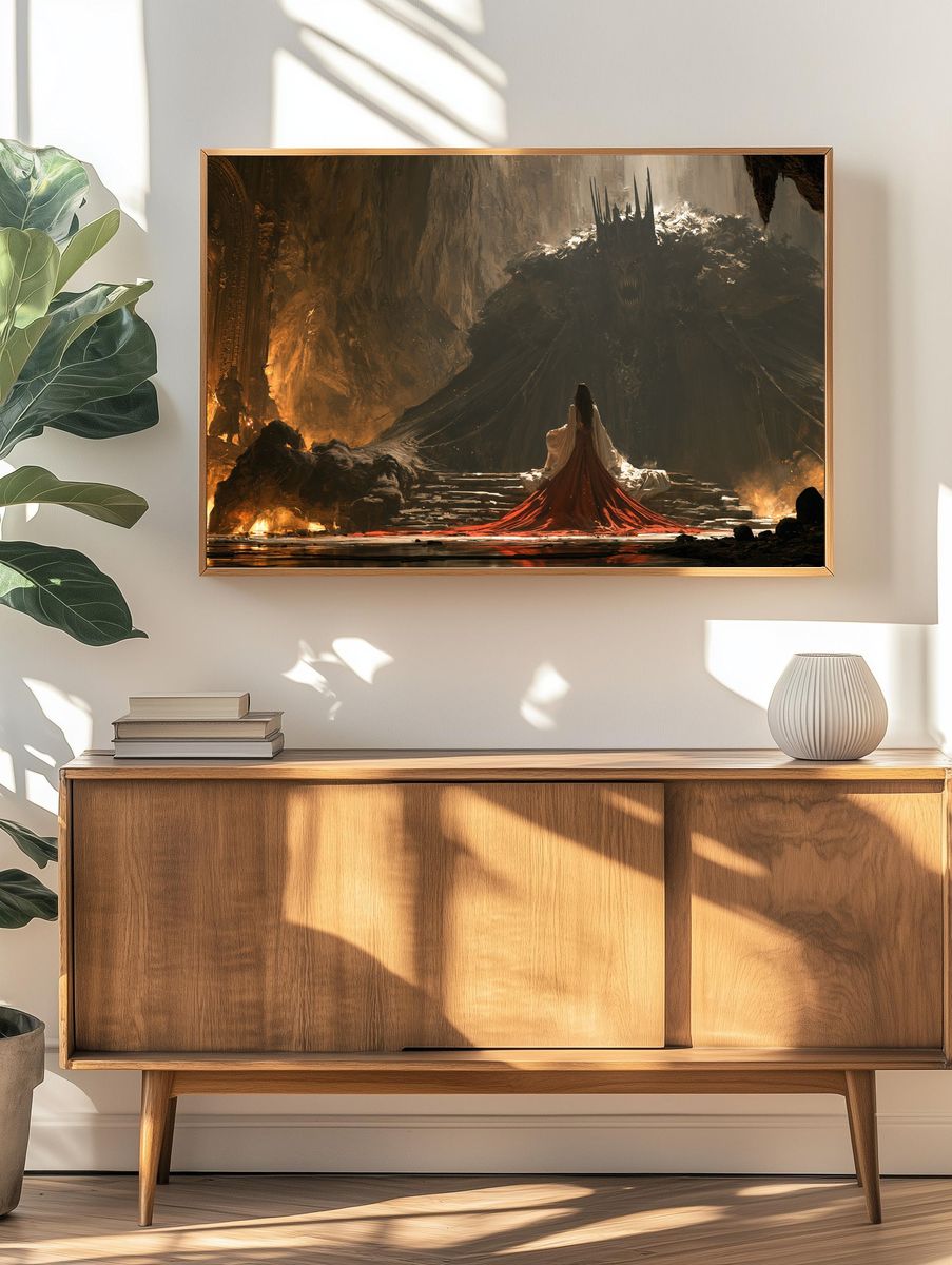 Dark Fantasy Throne Scene Print. — room view 3