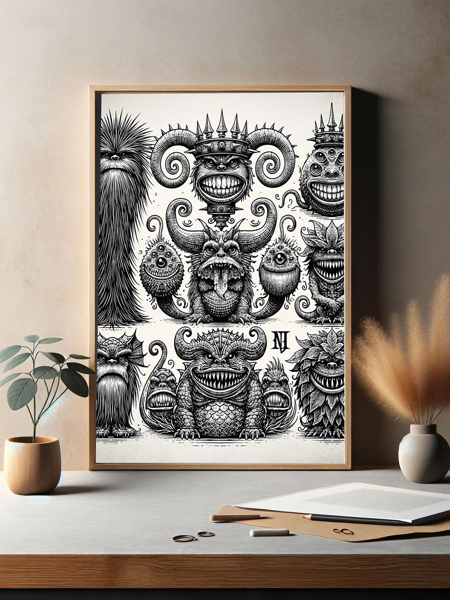 Cyberpunk Mecha City Illustration Poster. — room view 2