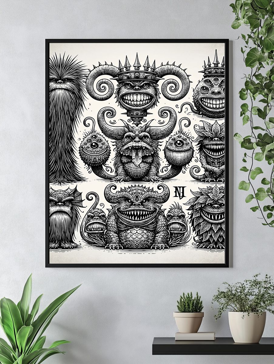 Cyberpunk Mecha City Illustration Poster. — room view 4