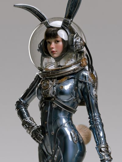 Astronaut Bunny Girl Illustration Poster. poster