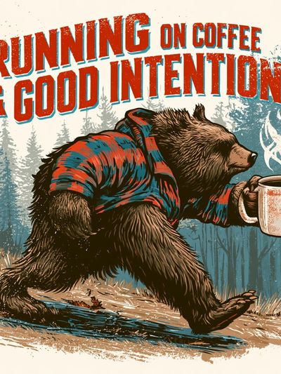 Running on Coffee Bear Poster. poster