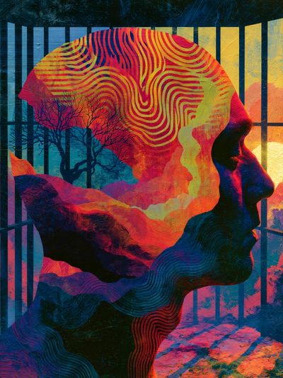 Surreal Profile Silhouette Print. poster