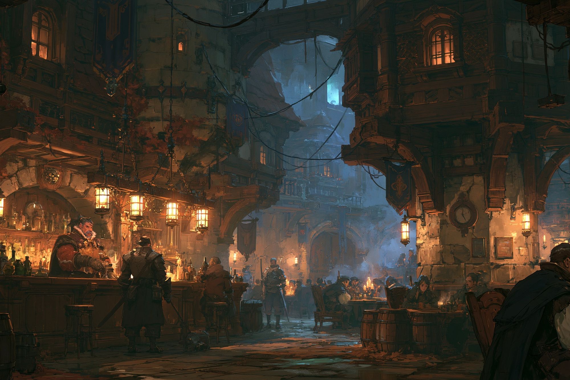 Medieval Tavern Interior — Fantasy Print. poster — illustration art