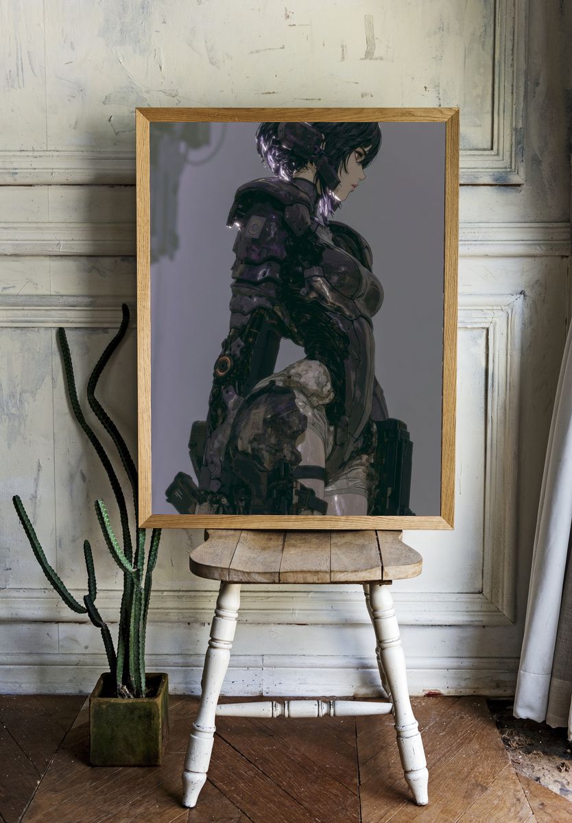 Cybernetic Warrior Portrait Print. — room view 1