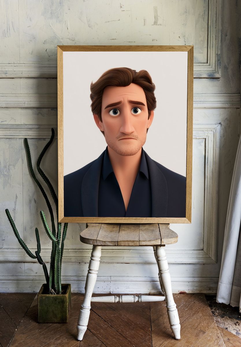Animated Sad Man Portrait Print. room preview