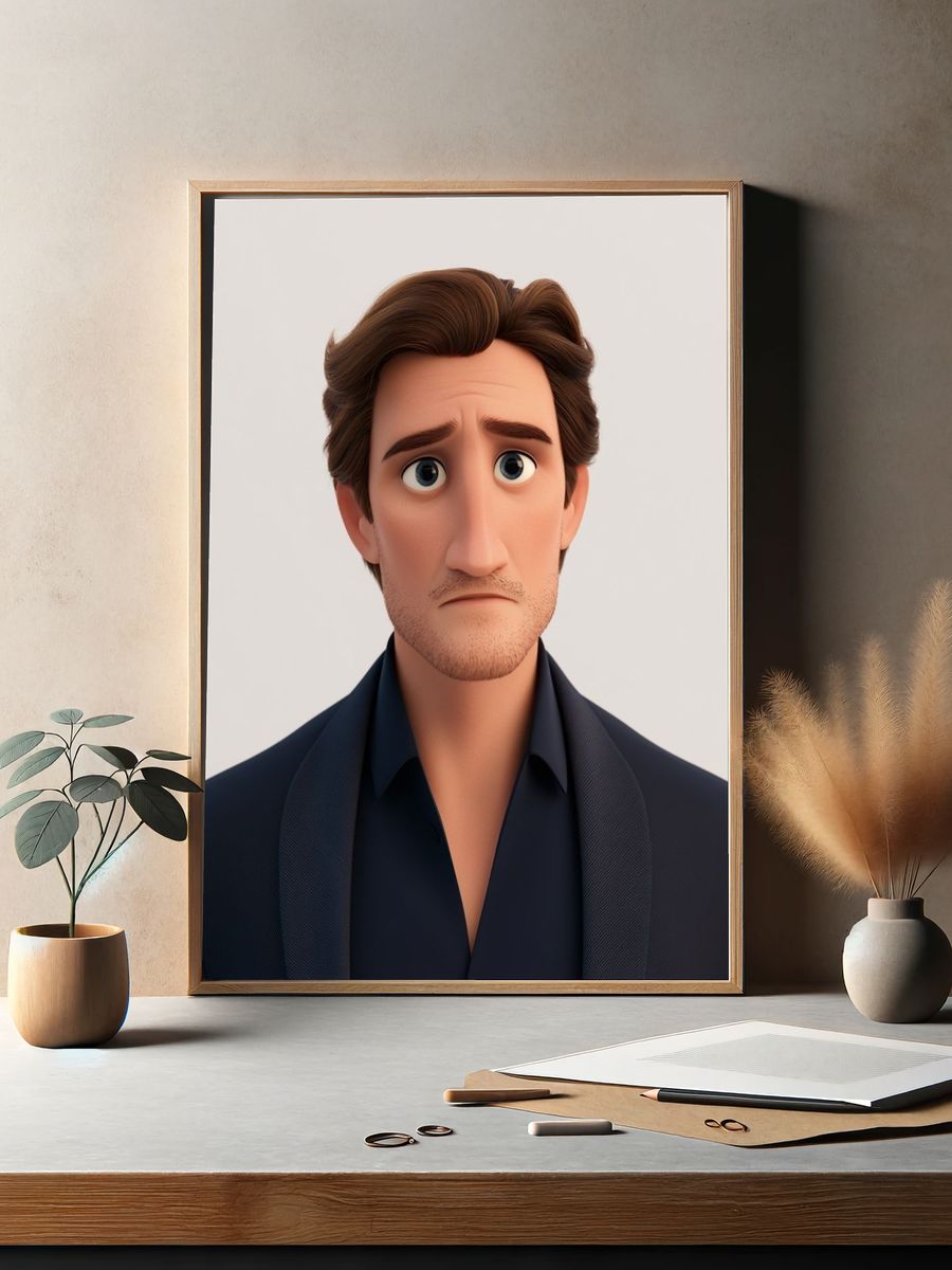 Animated Sad Man Portrait Print. — room view 2