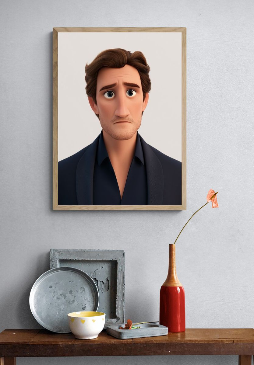 Animated Sad Man Portrait Print. — room view 3