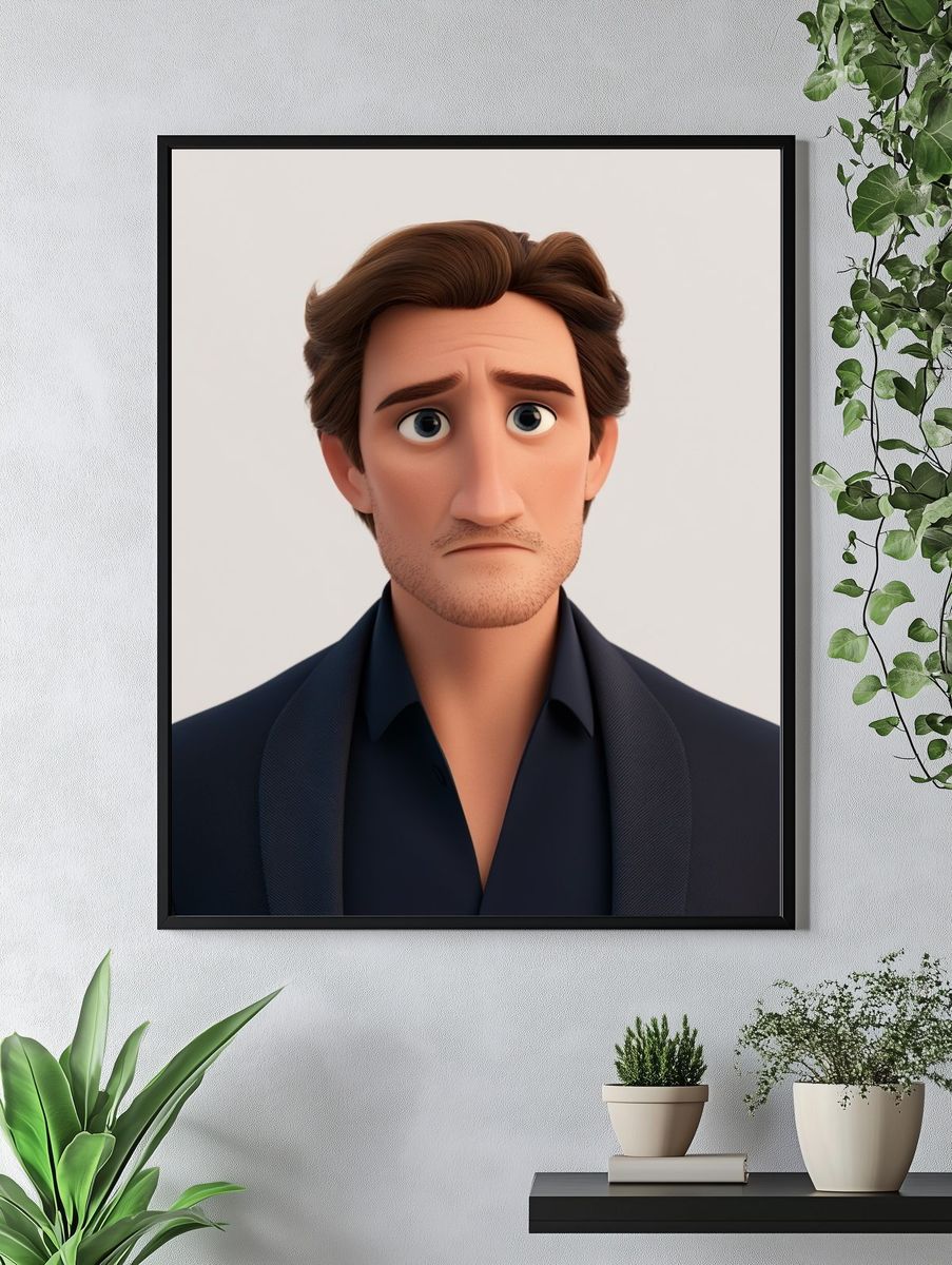 Animated Sad Man Portrait Print. — room view 4