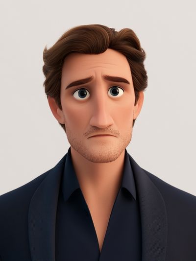 Animated Sad Man Portrait Print. poster