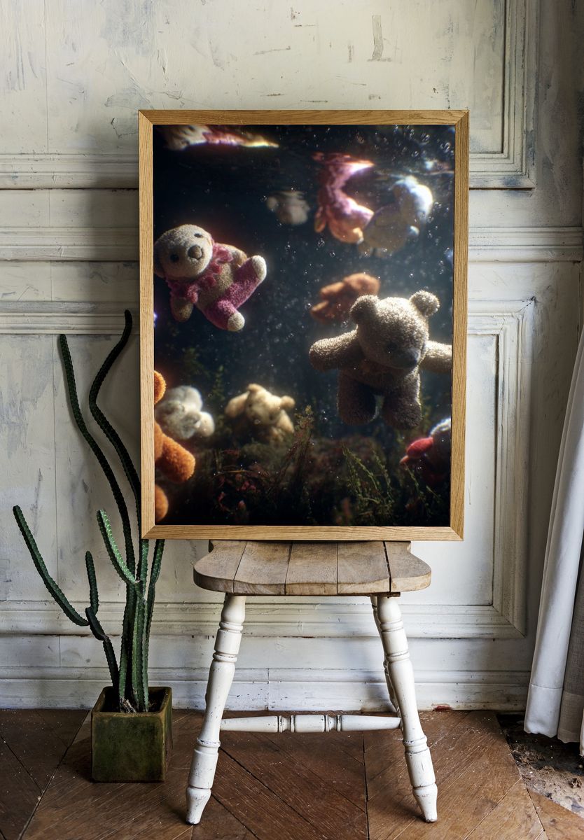 Underwater Teddy Bears Illustration Print room preview