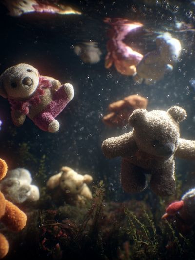 Underwater Teddy Bears Illustration Print. poster print