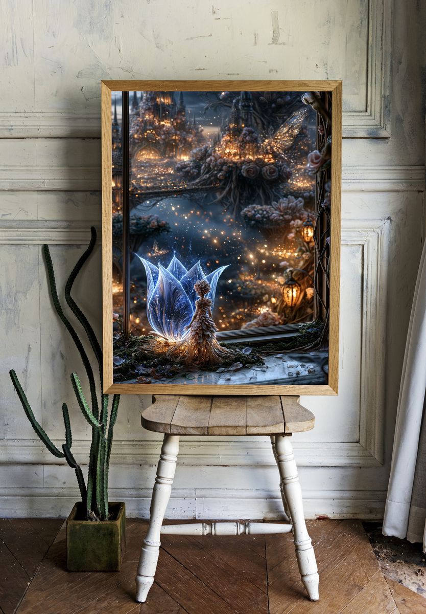 Enchanted Floral Cityscape Print. — room view 1