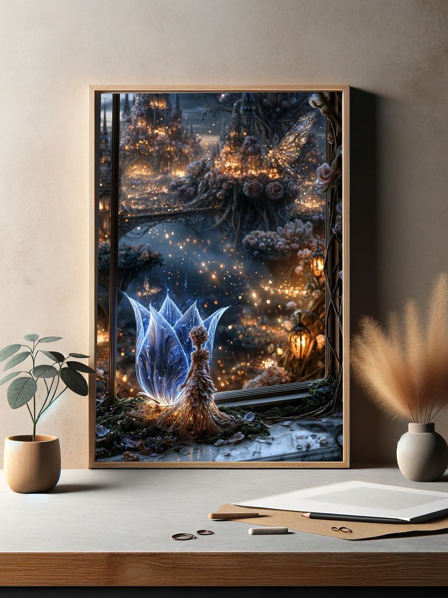 Enchanted Floral Cityscape Print. — room view 2