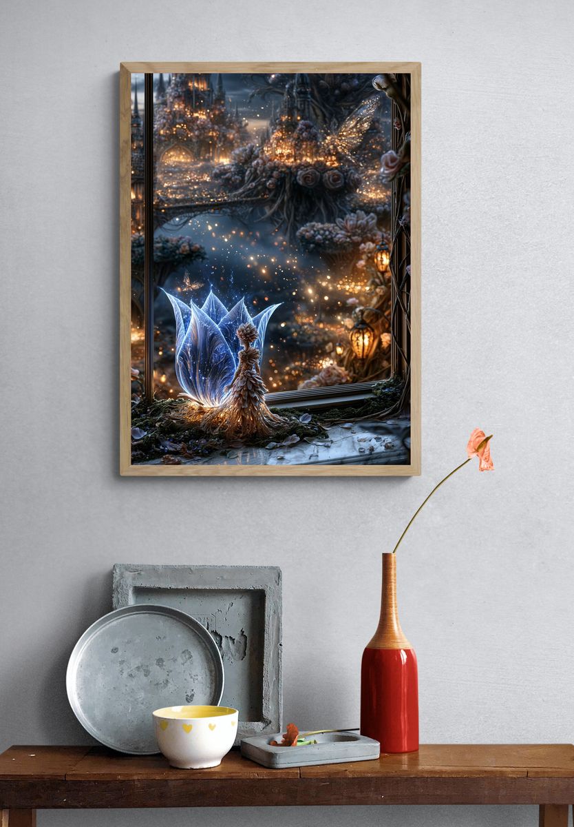 Enchanted Floral Cityscape Print. — room view 3