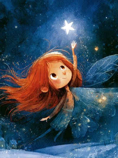 Starry Fairy Night Illustration Poster. poster