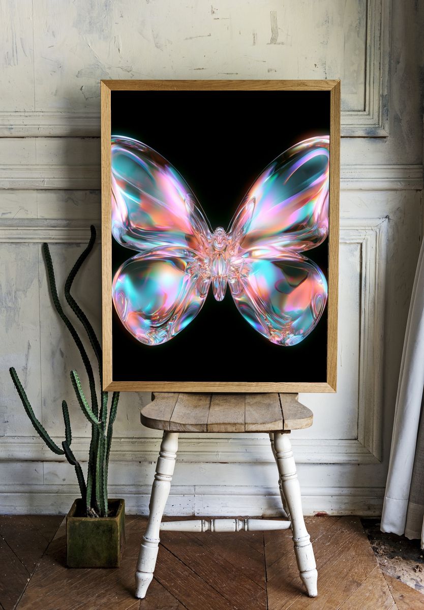 Iridescent Butterfly Abstract Print. — room view 1