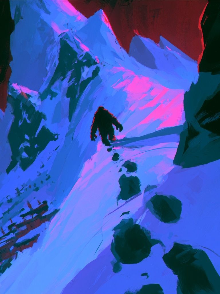 Alpine Climber Neon Poster. poster detail