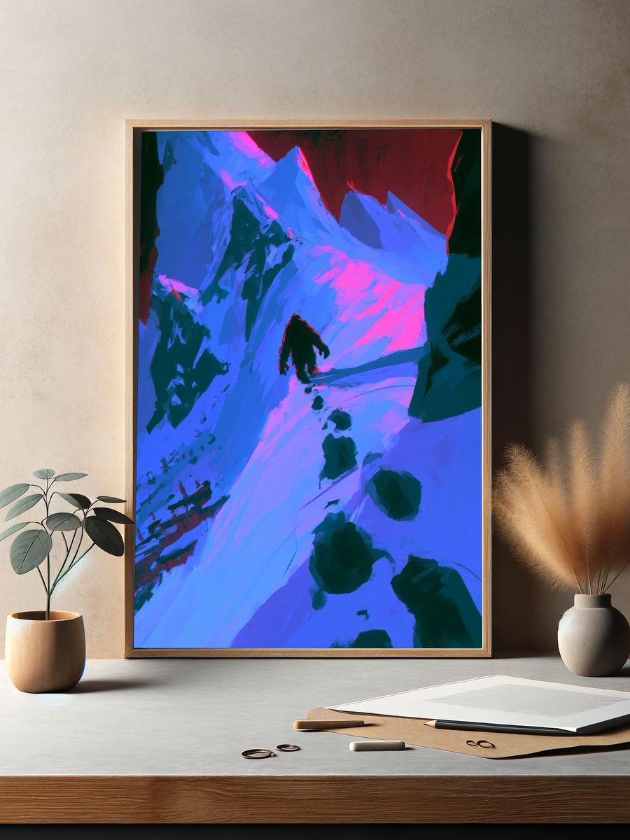 Alpine Climber Neon Poster. — room view 2
