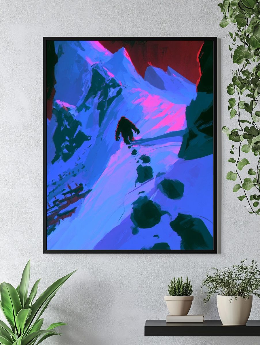 Alpine Climber Neon Poster. — room view 4